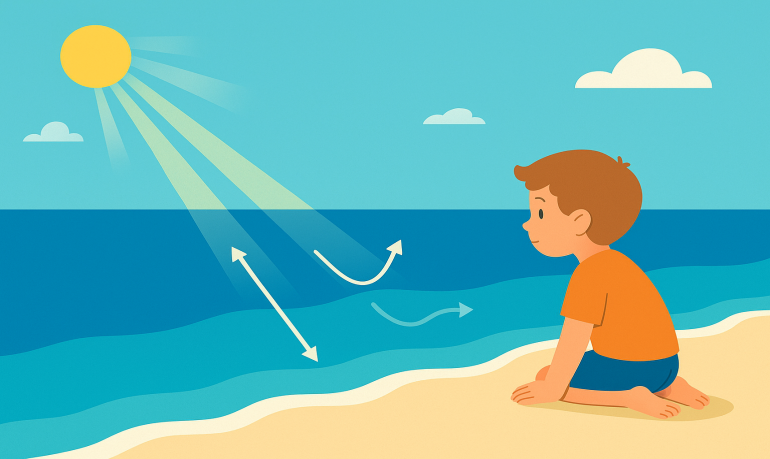 Pourquoi la mer est bleue ? Explication aux enfants