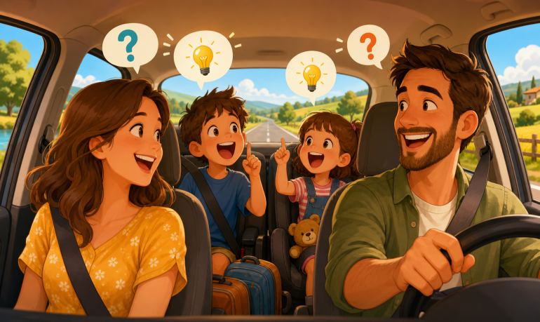 Devinettes en voiture : 50 idées par âge (3-12 ans)