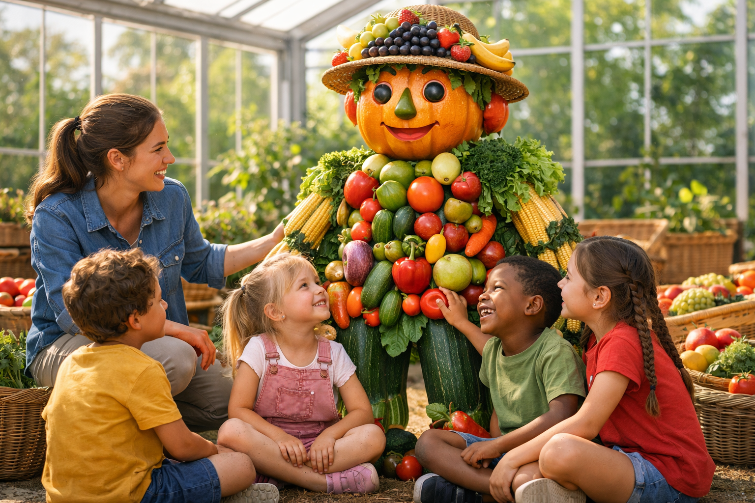 Un géant de fruits et légumes pour parler de solidarité