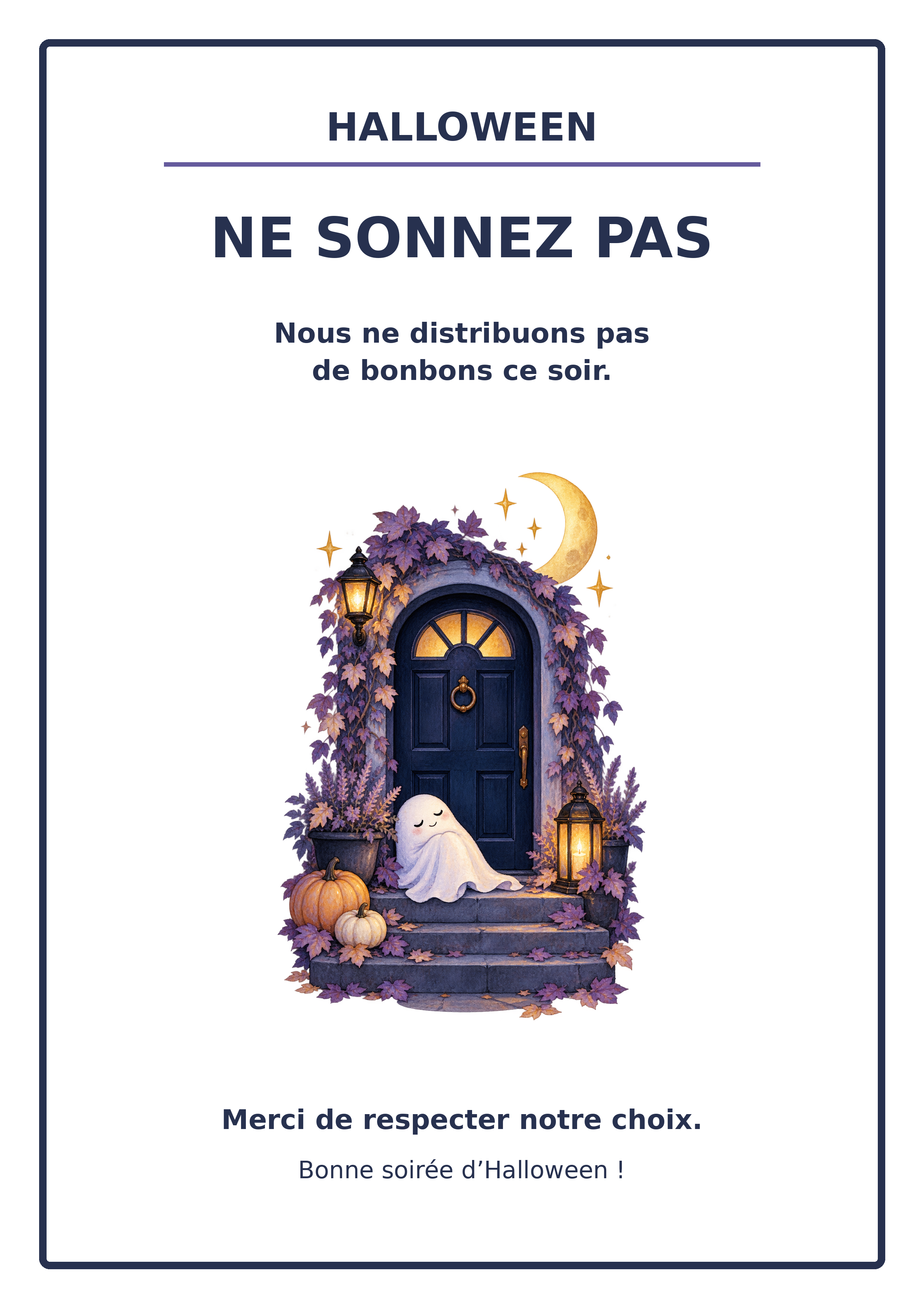 Affiche Halloween à imprimer demandant de ne pas sonner