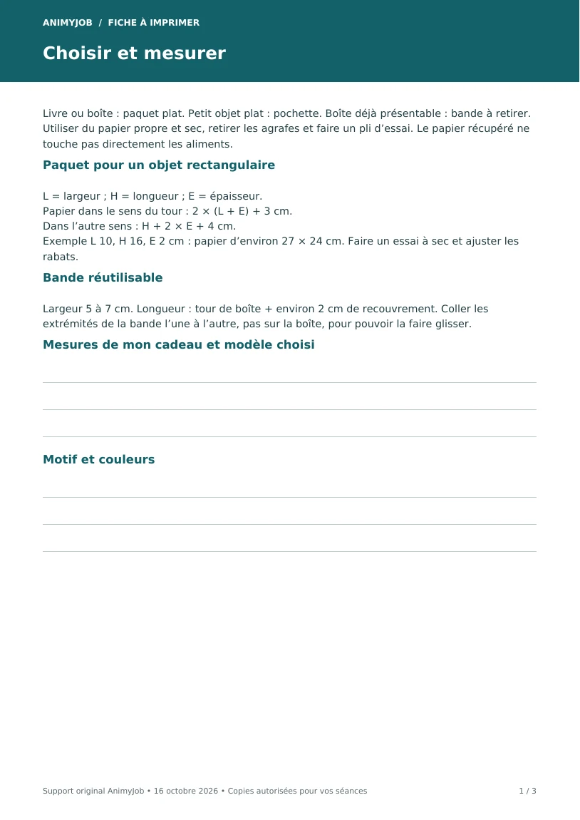 Première page du support Trois emballages en papier récupéré