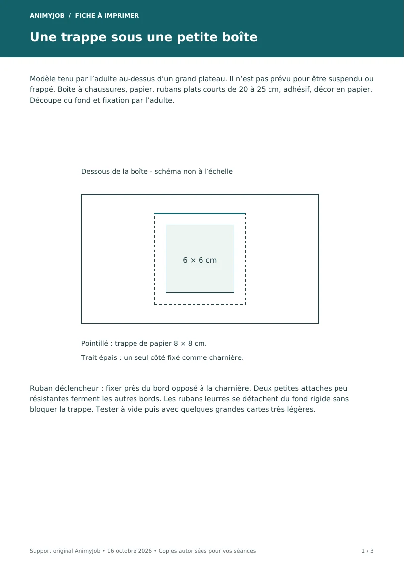 Première page du support Boîte surprise à ficelles
