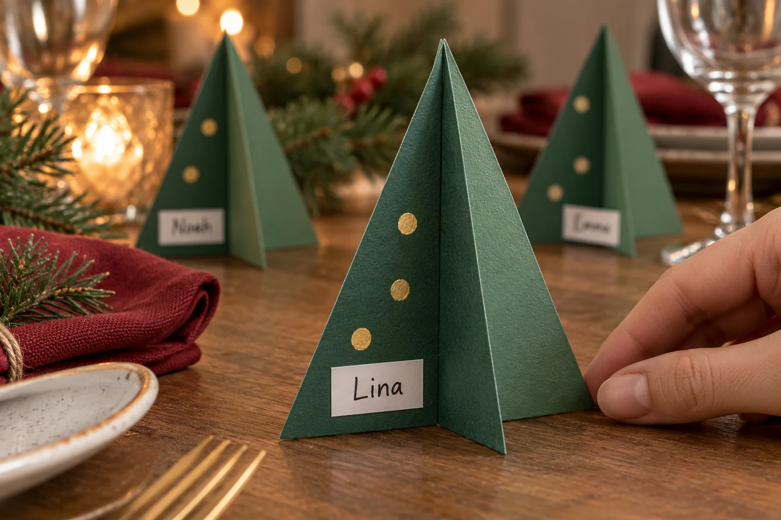 Marque-place de Noël en papier : un sapin à emboîter