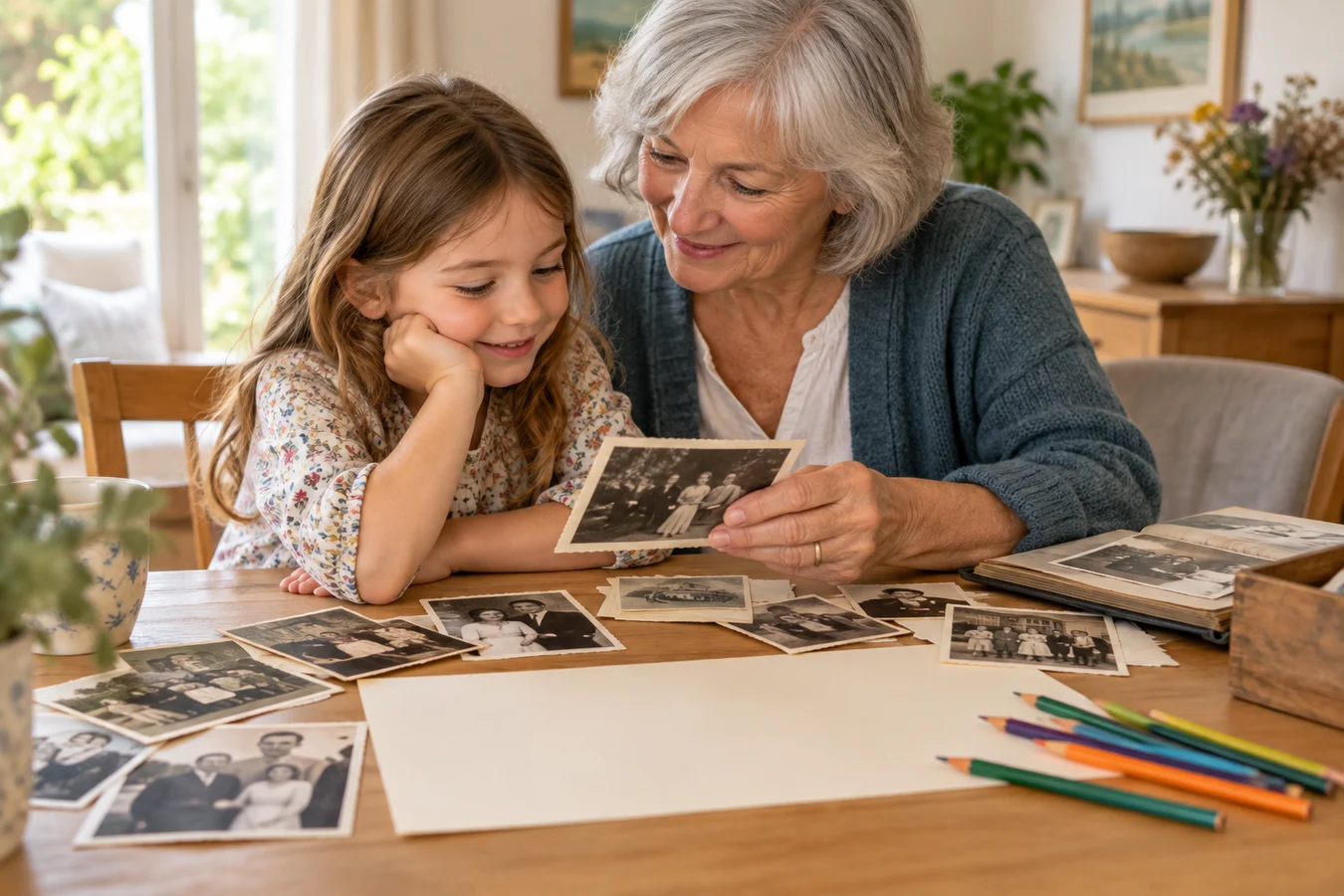 Arbre généalogique enfant à imprimer : modèles et atelier en famille : illustration de contexte