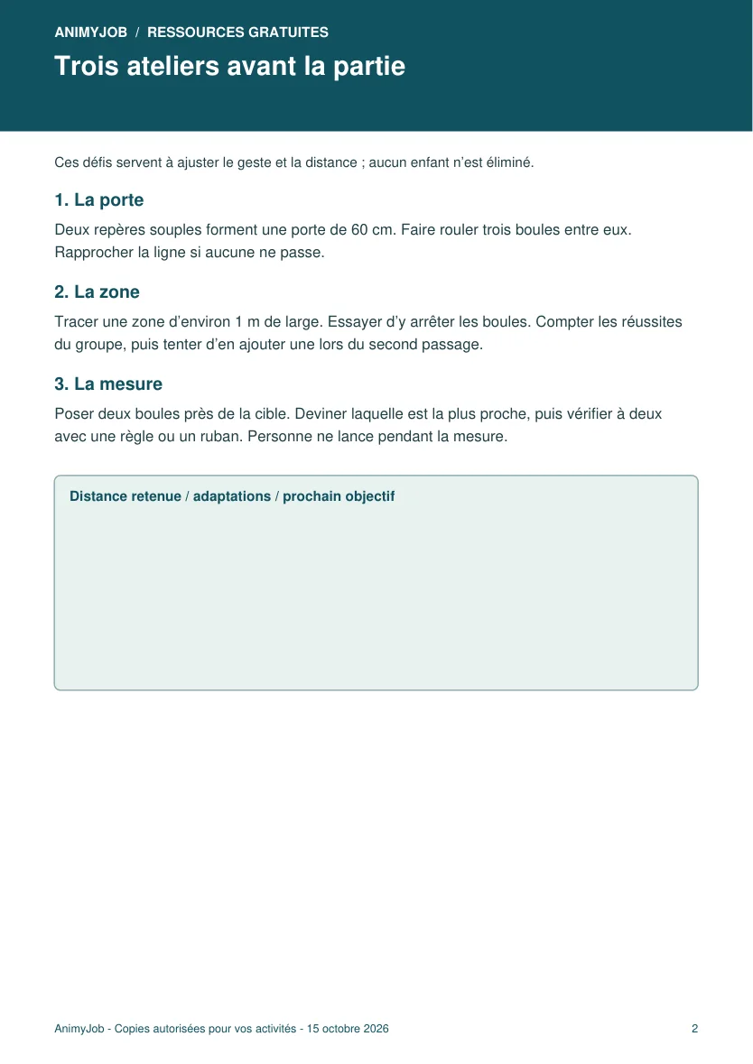 Exercices de pétanque pour découvrir la précision et la mesure