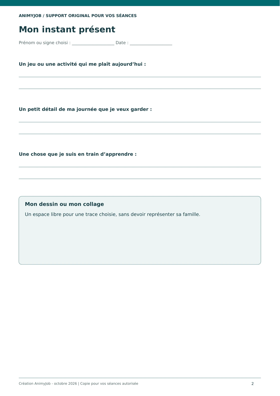Aperçu réel de la page 2 du PDF Capsule temporelle enfant : idées, lettre et kit à imprimer