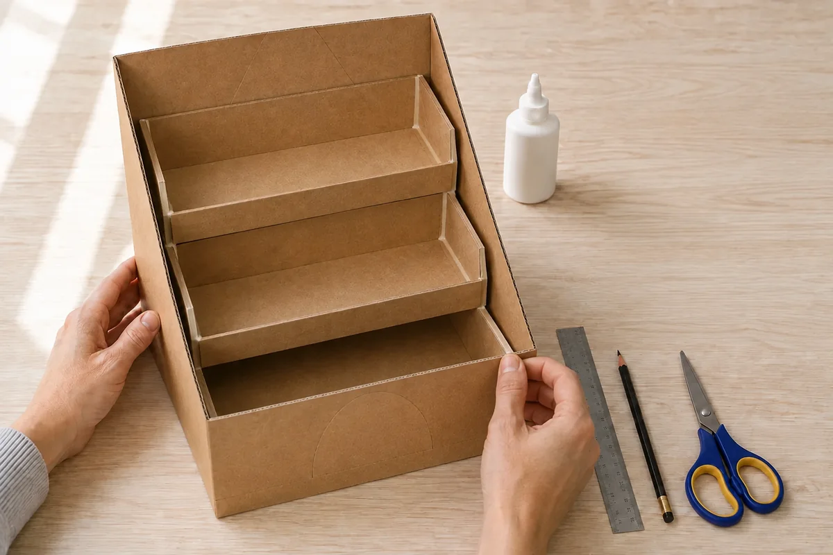 Étape 3 de « Trieur de courrier enfant à trois compartiments en carton » : assembler le trieur.