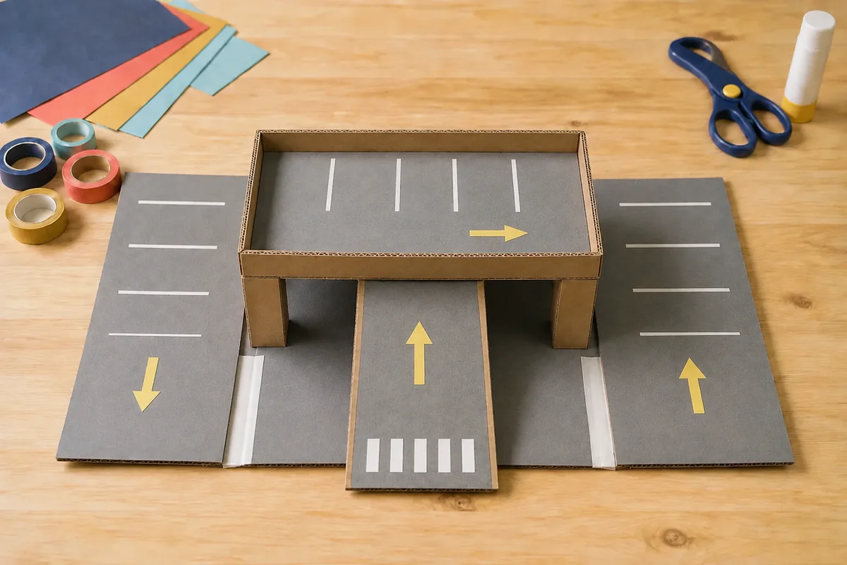 Étape 4 de « Construire un parking pliable pour petites voitures » : dessiner les voies de circulation.