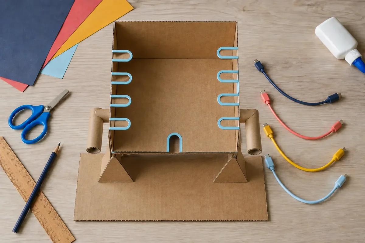 Étape 3 de « Fabriquer un range-câbles robot en carton » : assembler et renforcer le robot.