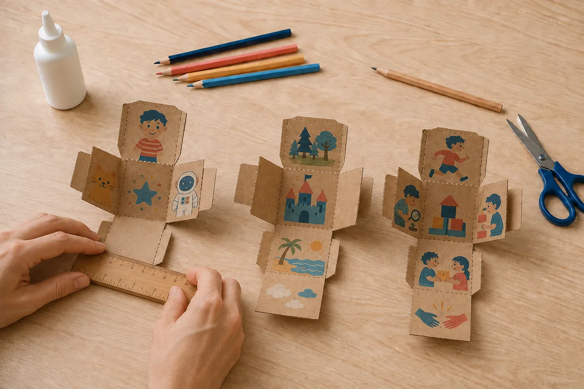 Étape 3 de « Créer des dés à histoires en carton réutilisable » : marquer tous les plis.
