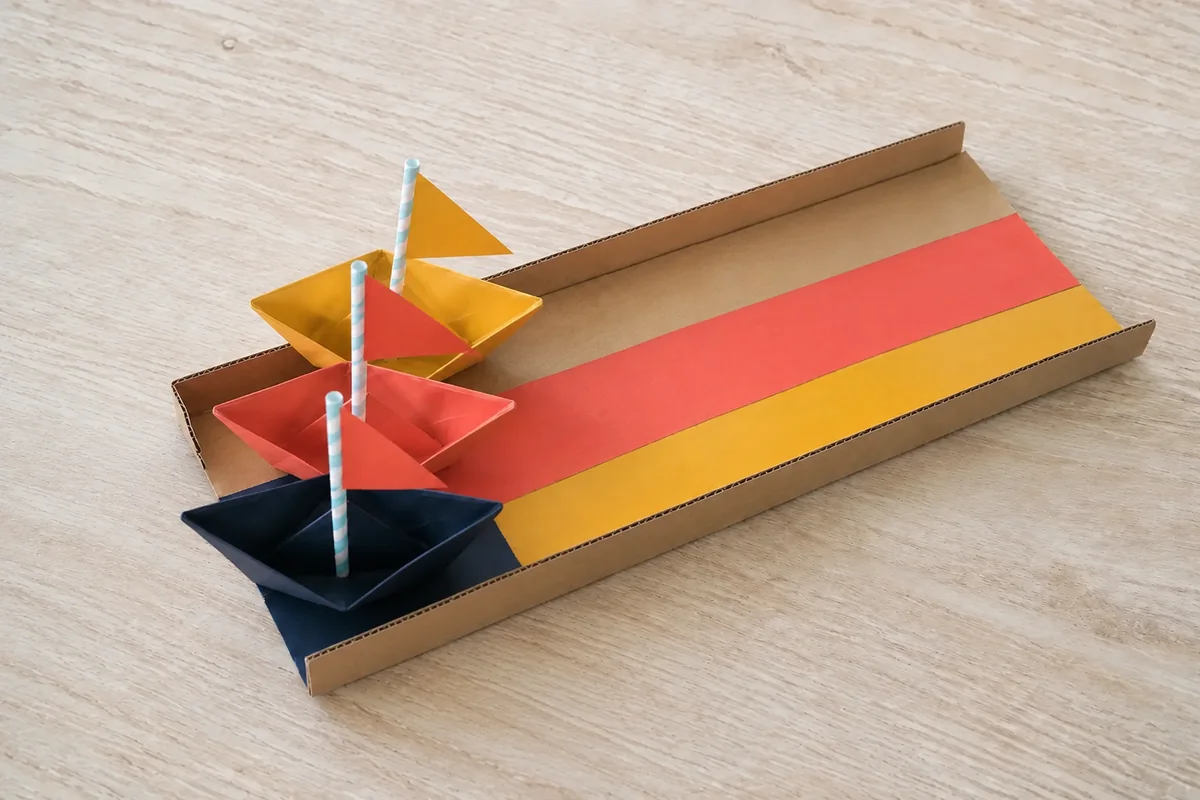 Étape 4 de « Organiser une course de voiliers en papier soufflés » : placer départ et arrivée.