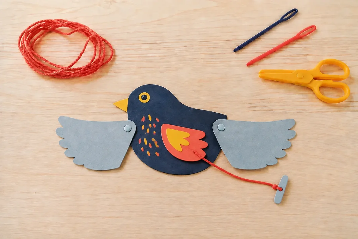 Étape 4 de « Créer un oiseau automate aux ailes mobiles » : décorer sans bloquer les ailes.