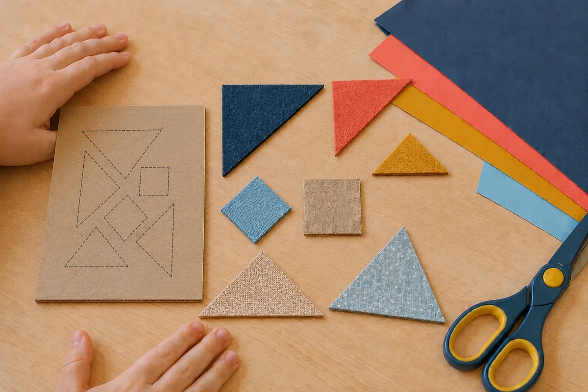 Étape 4 de « Fabriquer un tangram tactile en carton et tissu » : préparer le plateau repère.