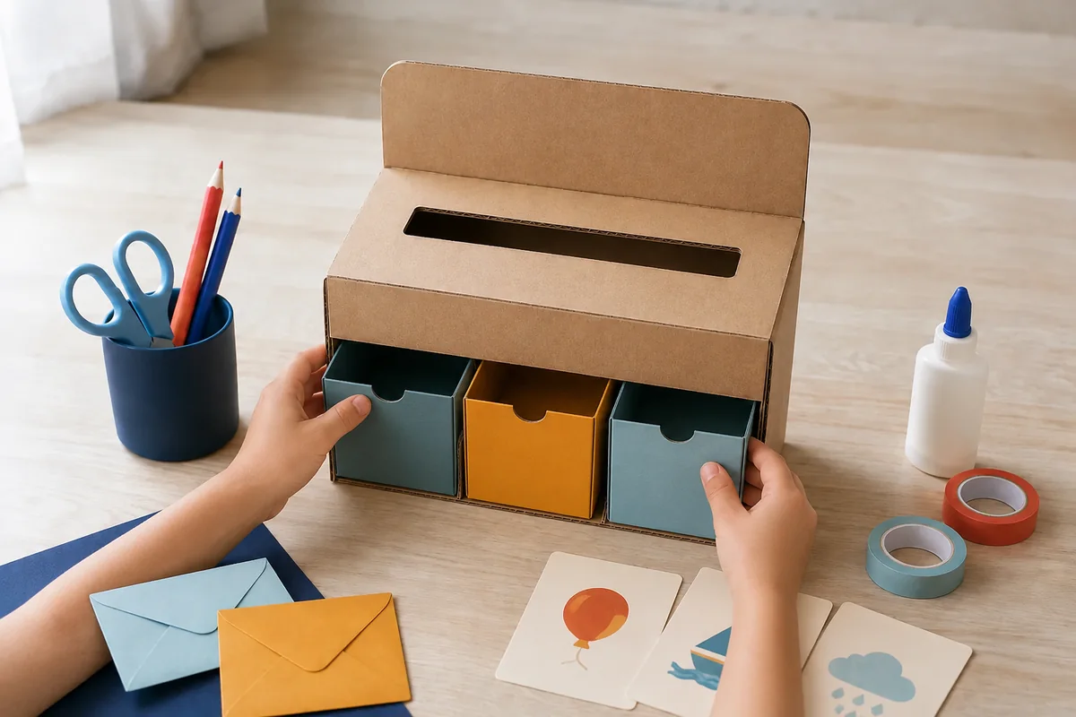 Étape 3 de « Créer un mini bureau de poste pour jouer à la maison » : ajouter les casiers de tri.