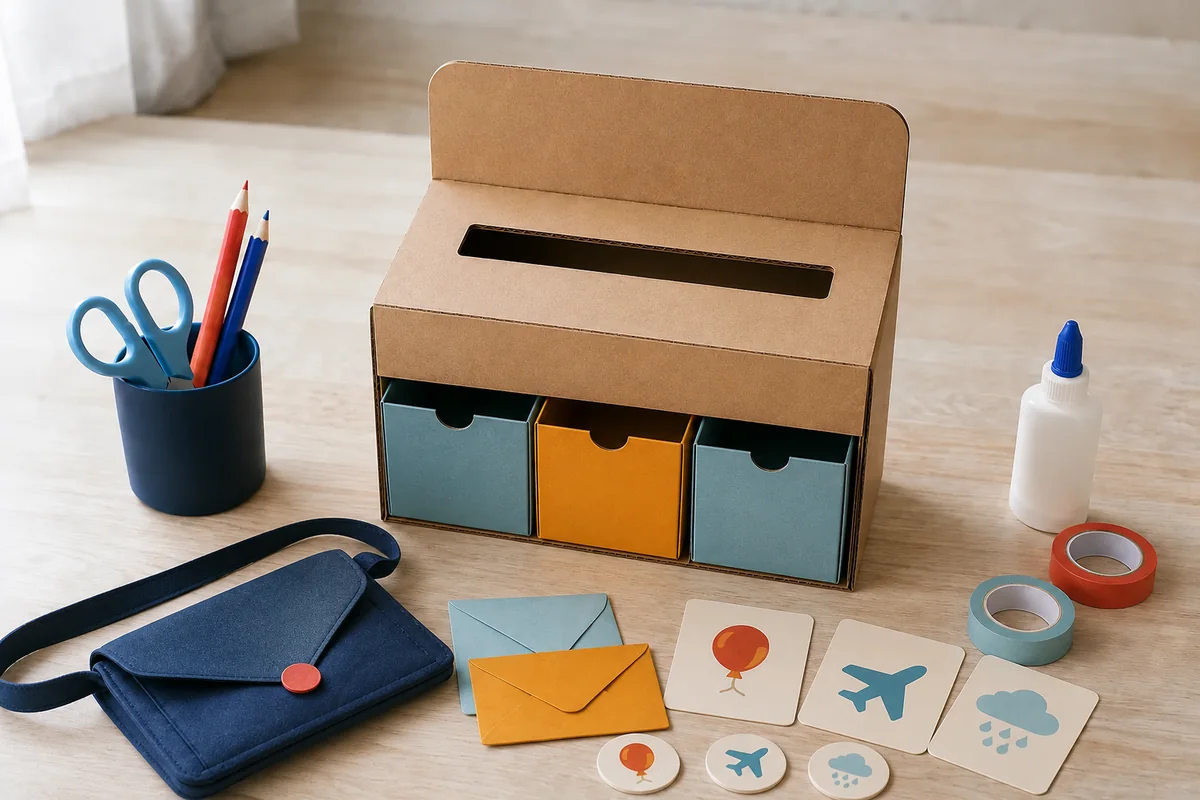 Étape 4 de « Créer un mini bureau de poste pour jouer à la maison » : fabriquer les accessoires.
