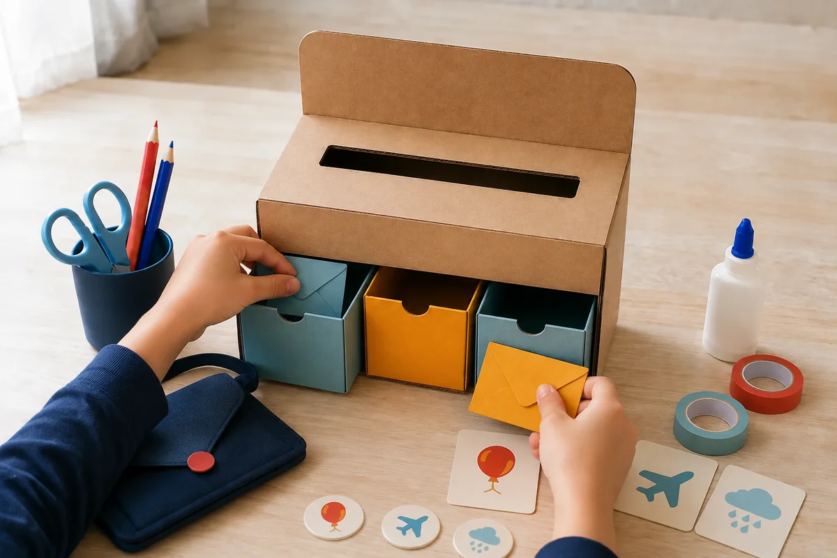 Étape 5 de « Créer un mini bureau de poste pour jouer à la maison » : ouvrir le bureau de poste.