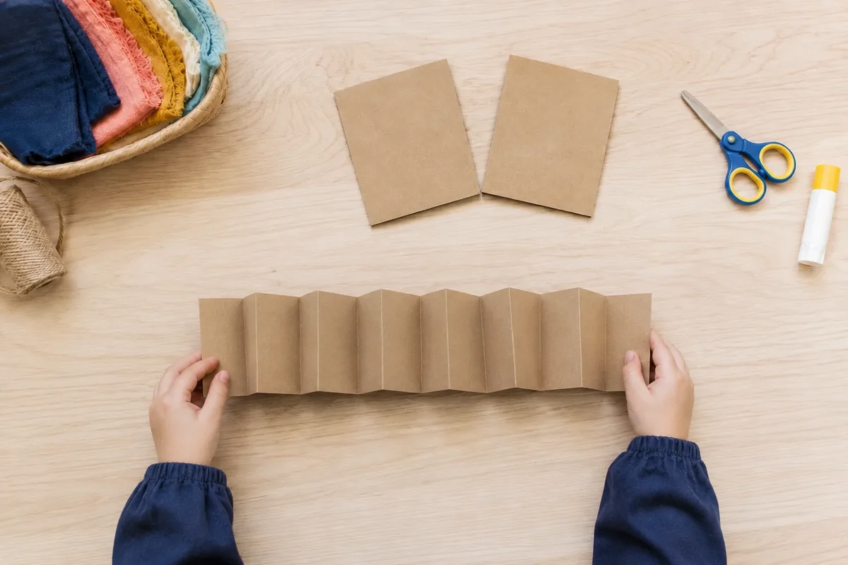 Étape 2 de « Mini-livre botanique en accordéon pour classer 12 feuilles » : former l'accordéon.