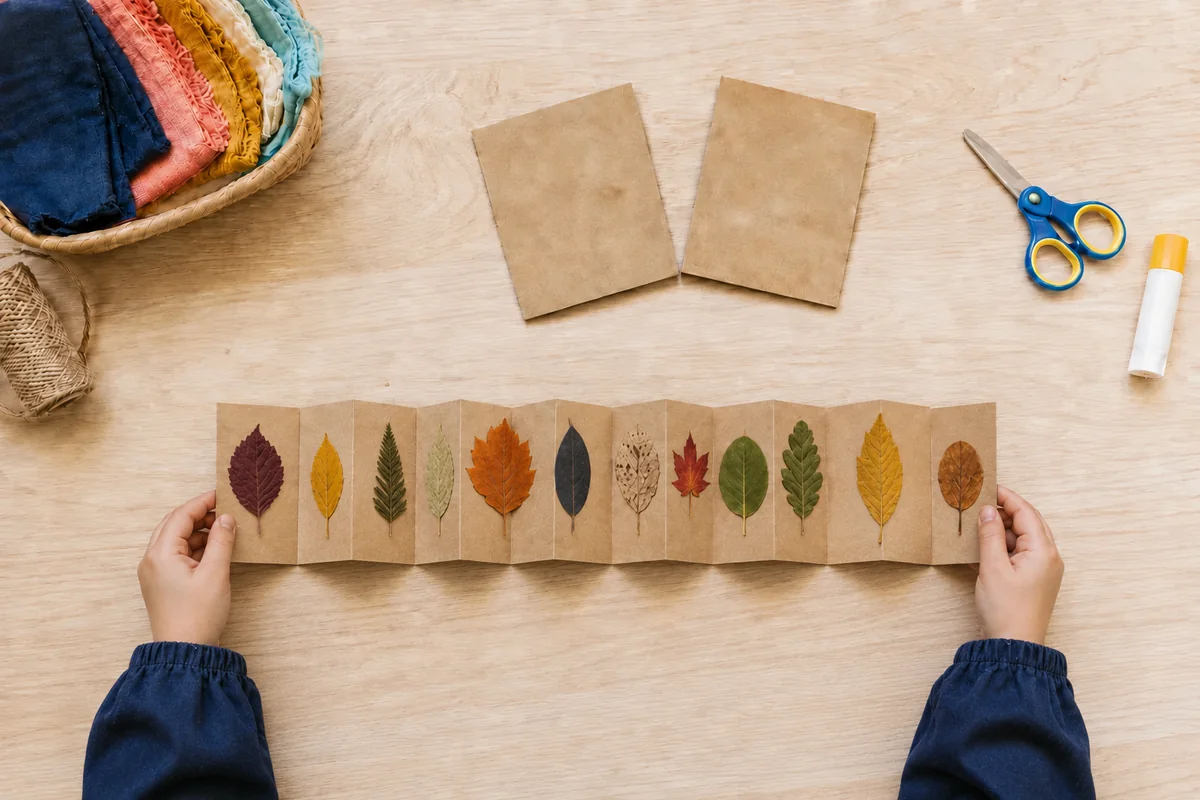 Étape 5 de « Mini-livre botanique en accordéon pour classer 12 feuilles » : poser les couvertures.