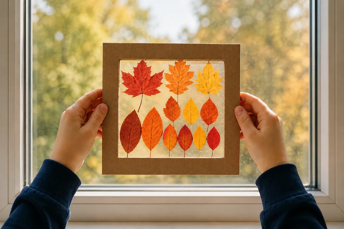 Étape 5 de « Vitrail de feuilles d'automne sans peinture pour la fenêtre » : installer sur la fenêtre.