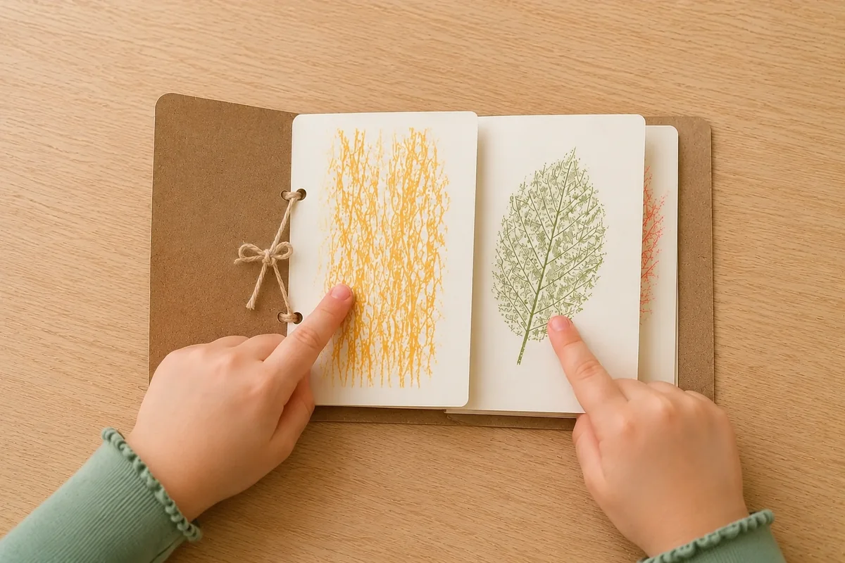 Étape 5 de « Créer un carnet d'empreintes d'écorces et de feuilles » : comparer les textures.