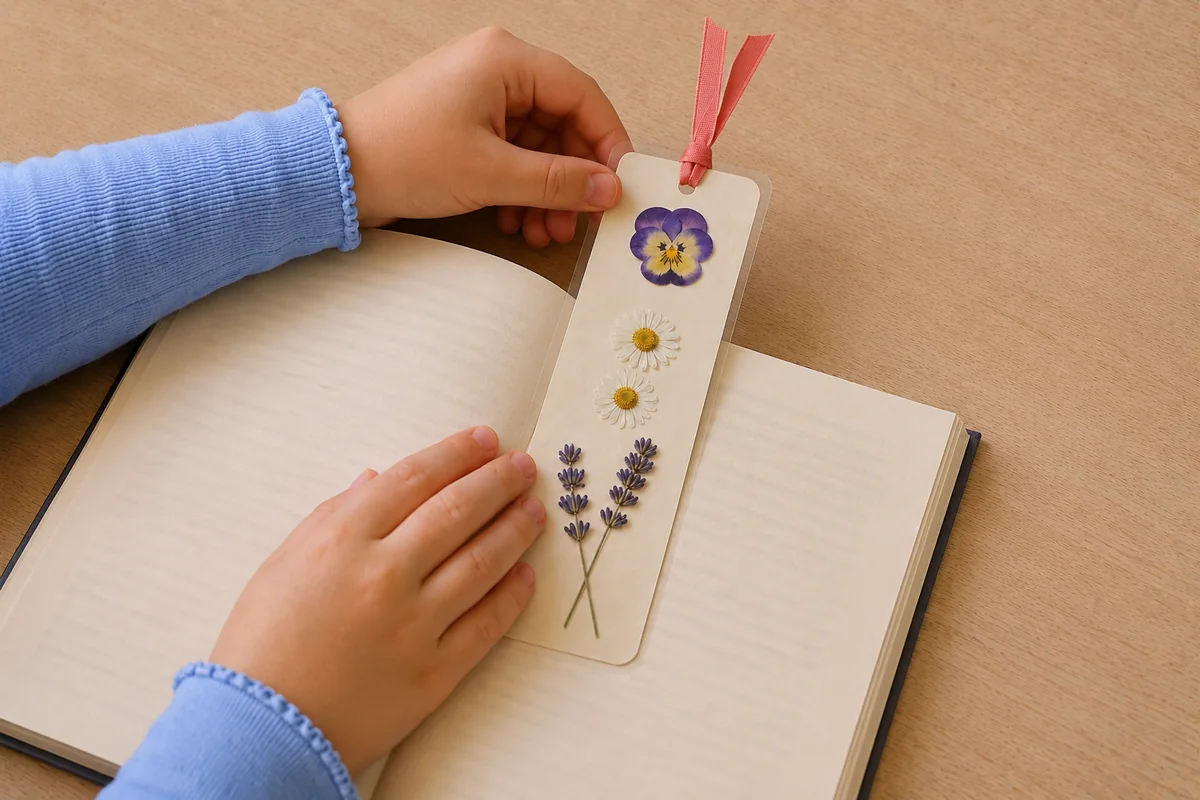 Étape 5 de « Fabriquer un marque-page floral sans résine » : ajouter le ruban et utiliser.
