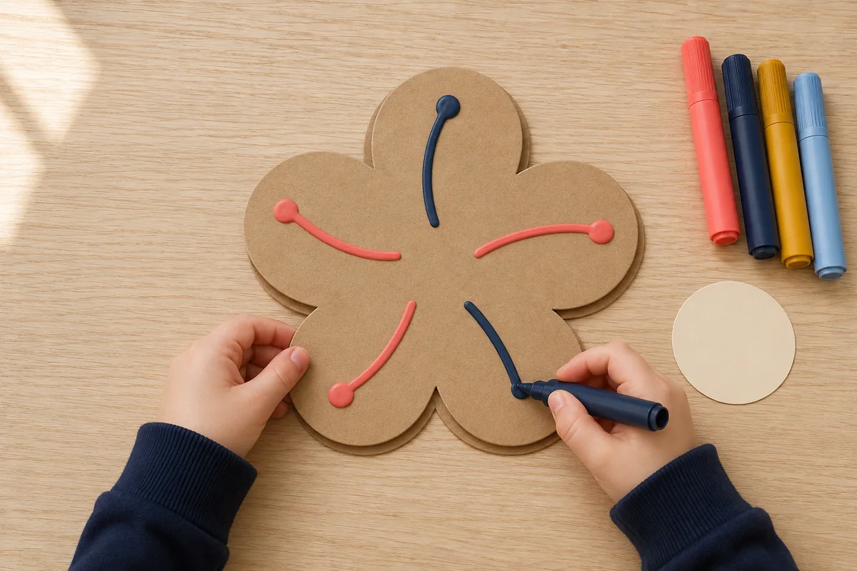 Étape 2 de « Fabriquer une fleur de respiration à cinq pétales » : créer le chemin du souffle.