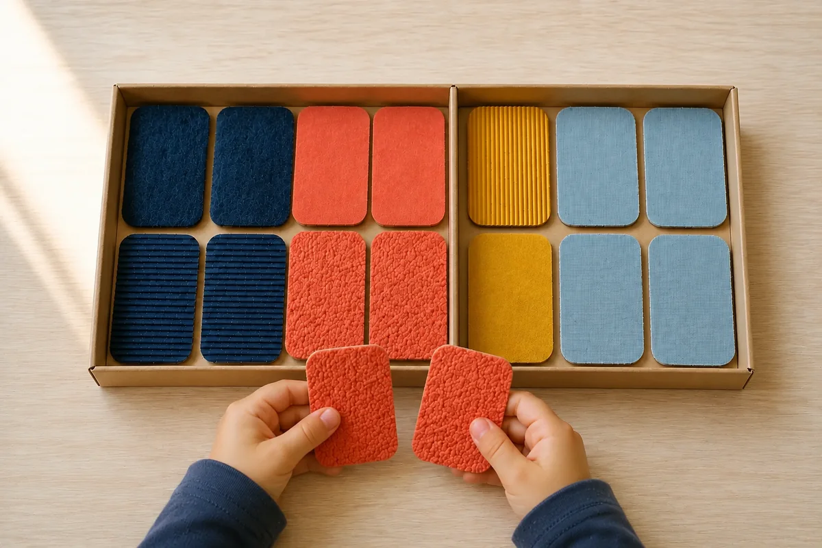 Étape 5 de « Fabriquer un memory tactile avec de grandes cartes » : jouer avec ou sans regarder.