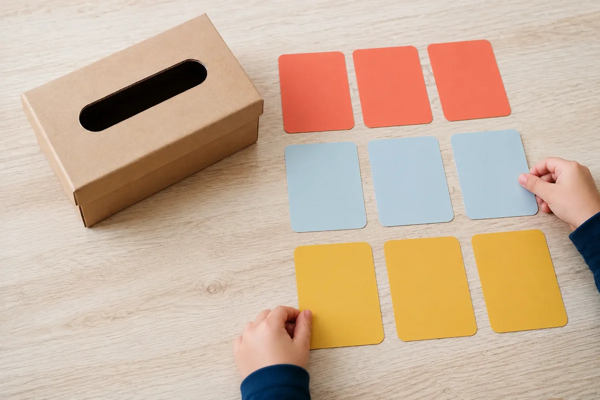 Étape 2 de « Créer une boîte aux émotions avec messages à glisser » : créer les trois familles de cartes.