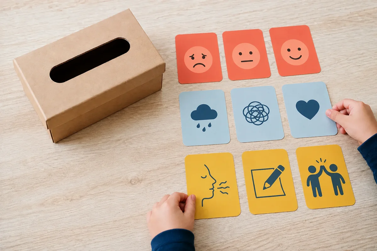 Étape 3 de « Créer une boîte aux émotions avec messages à glisser » : dessiner les pictogrammes.