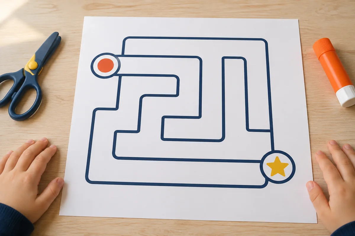 Étape 1 de « Créer un labyrinthe sensoriel plat dans une pochette scellée » : préparer le parcours intérieur.