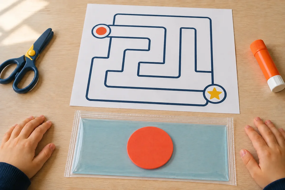 Étape 3 de « Créer un labyrinthe sensoriel plat dans une pochette scellée » : expulser l'air et fermer.