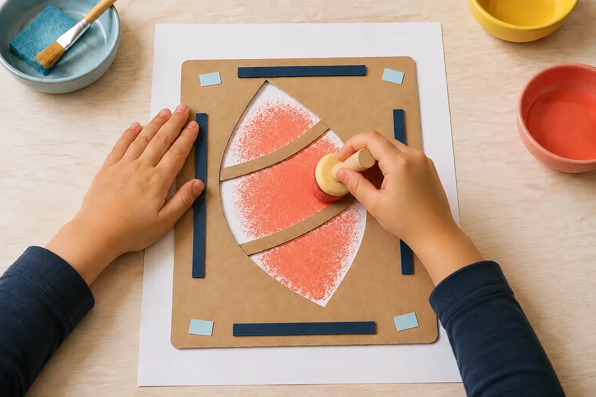 Étape 4 de « Créer un pochoir maintenu d'une seule main » : tamponner la couleur.