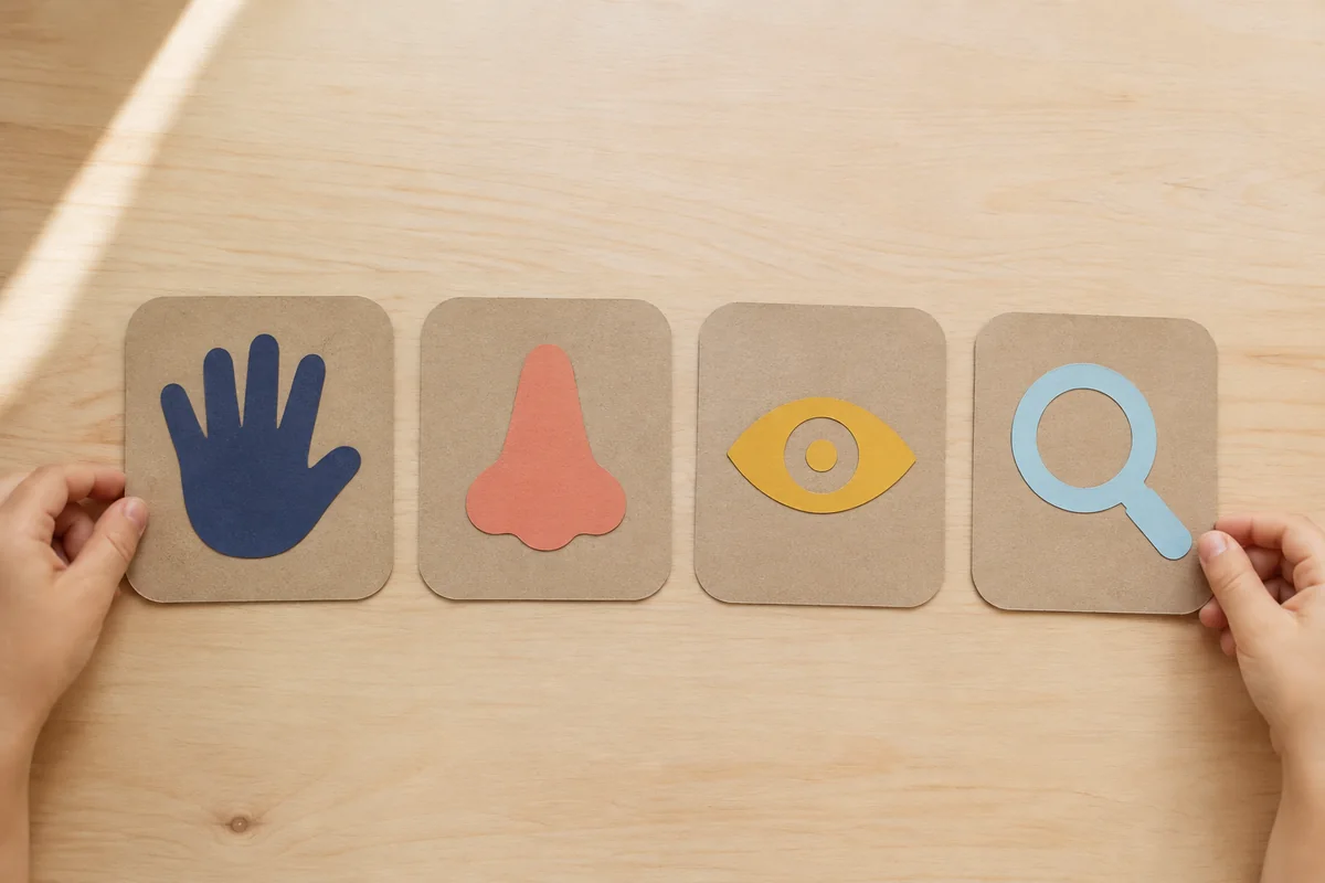 Étape 1 de « Créer une roue pliable pour une chasse sensorielle » : découper les volets sensoriels.