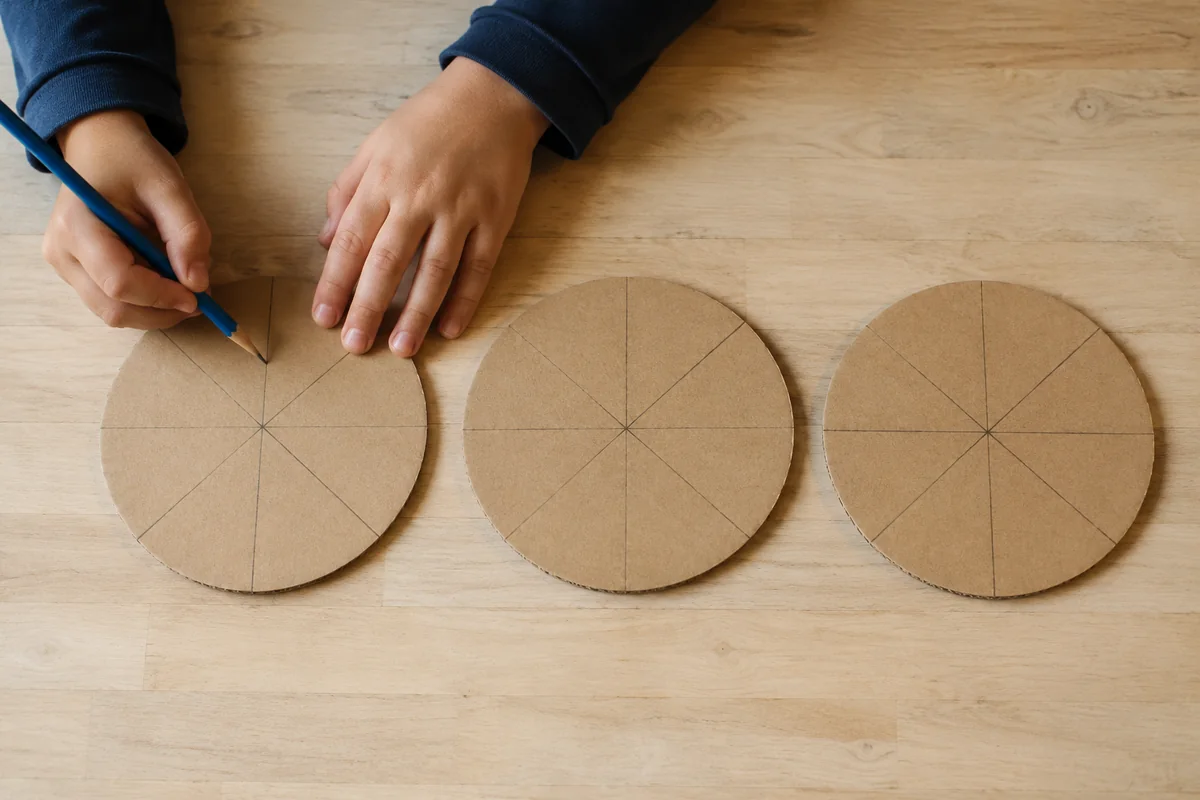 Étape 1 de « Créer une toupie des couleurs en carton » : tracer les disques colorés.