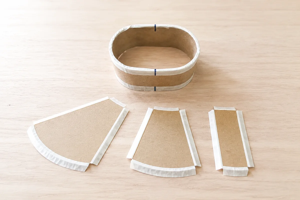 Étape 2 — tracer trois secteurs différents pour mégaphone acoustique en carton : tester trois formes, avec trois secteurs de même rayon mais d’ouvertures nettement différentes