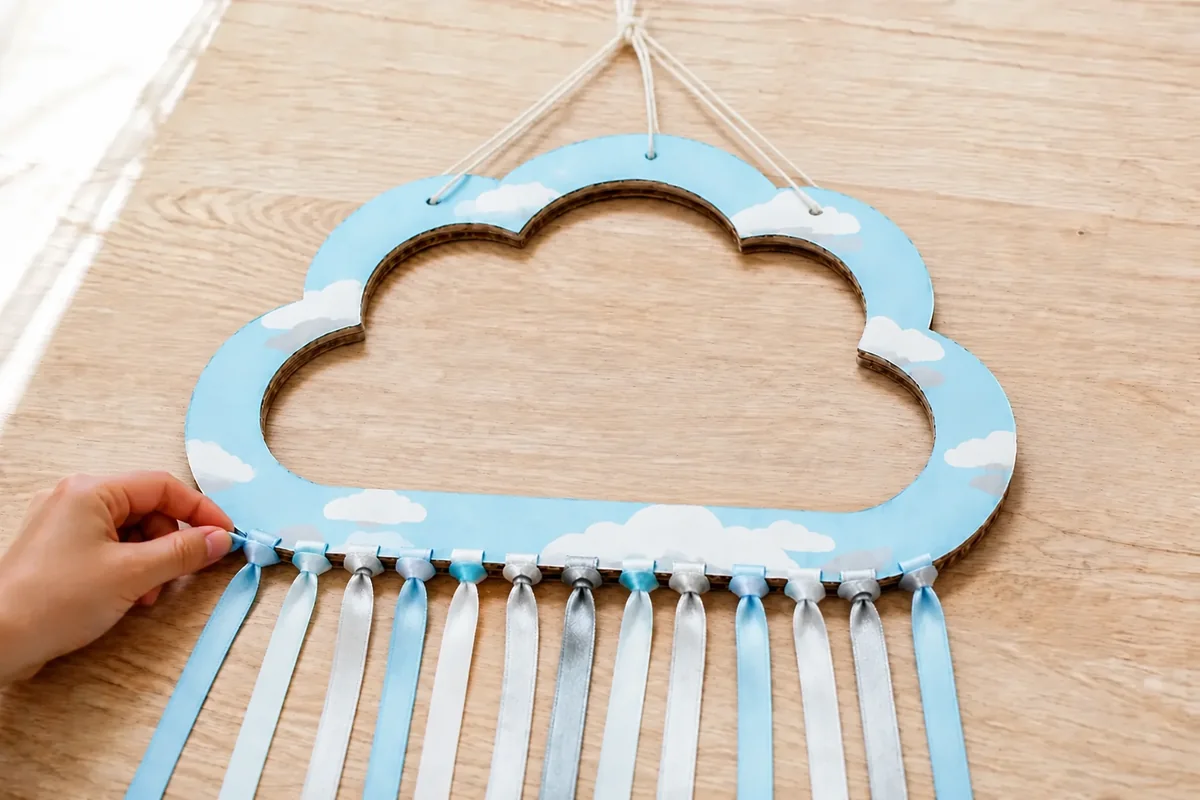 Étape 4 — trois ficelles maintenant le nuage droit