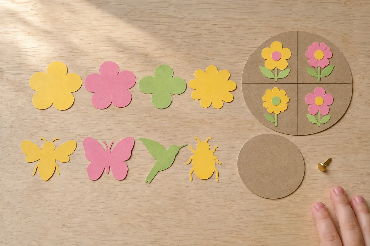 Étape 2 — disque partagé en quatre fleurs