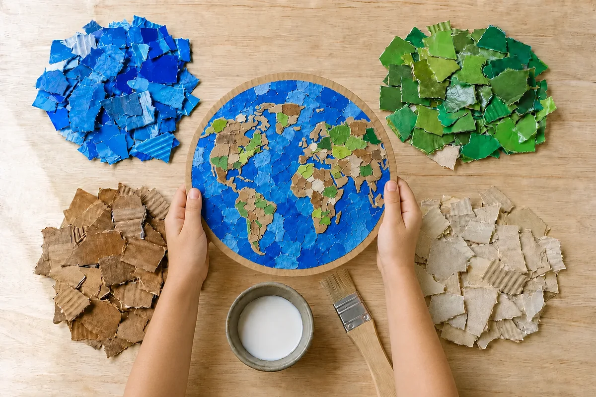 Planète Terre en mosaïque d'emballages