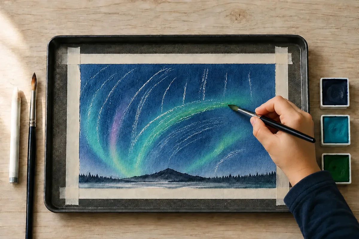 Étape 4 — couleurs d’aurore diffusées