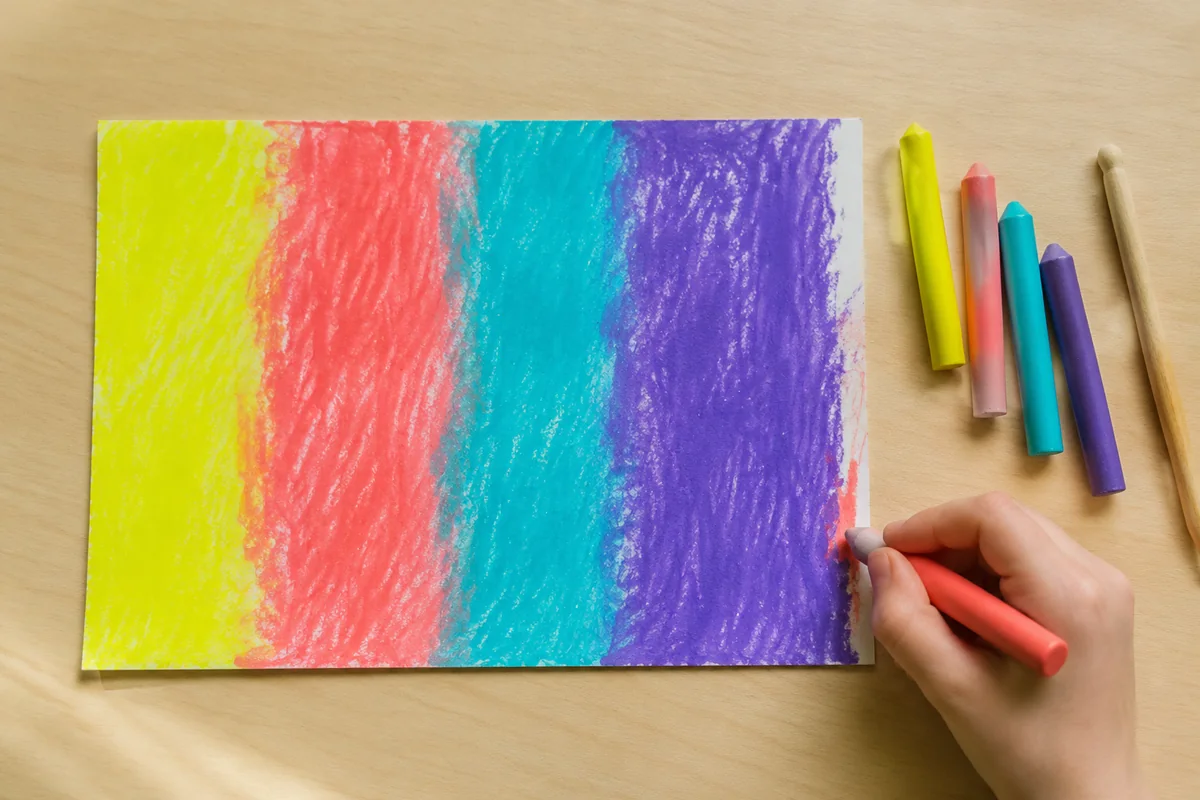 Étape 1 — fond saturé de cire multicolore