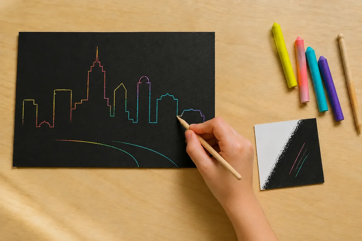 Étape 4 — toits colorés révélés dans le noir