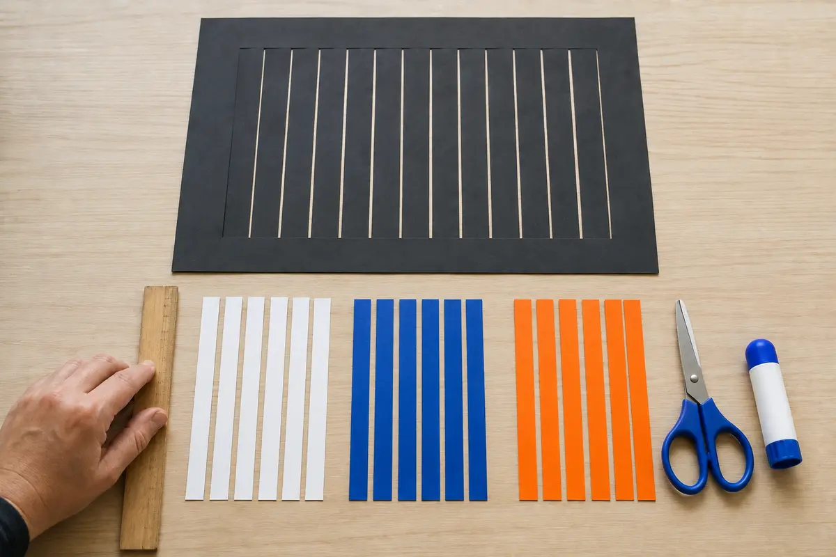 Étape 2 — bandes de trois couleurs alignées
