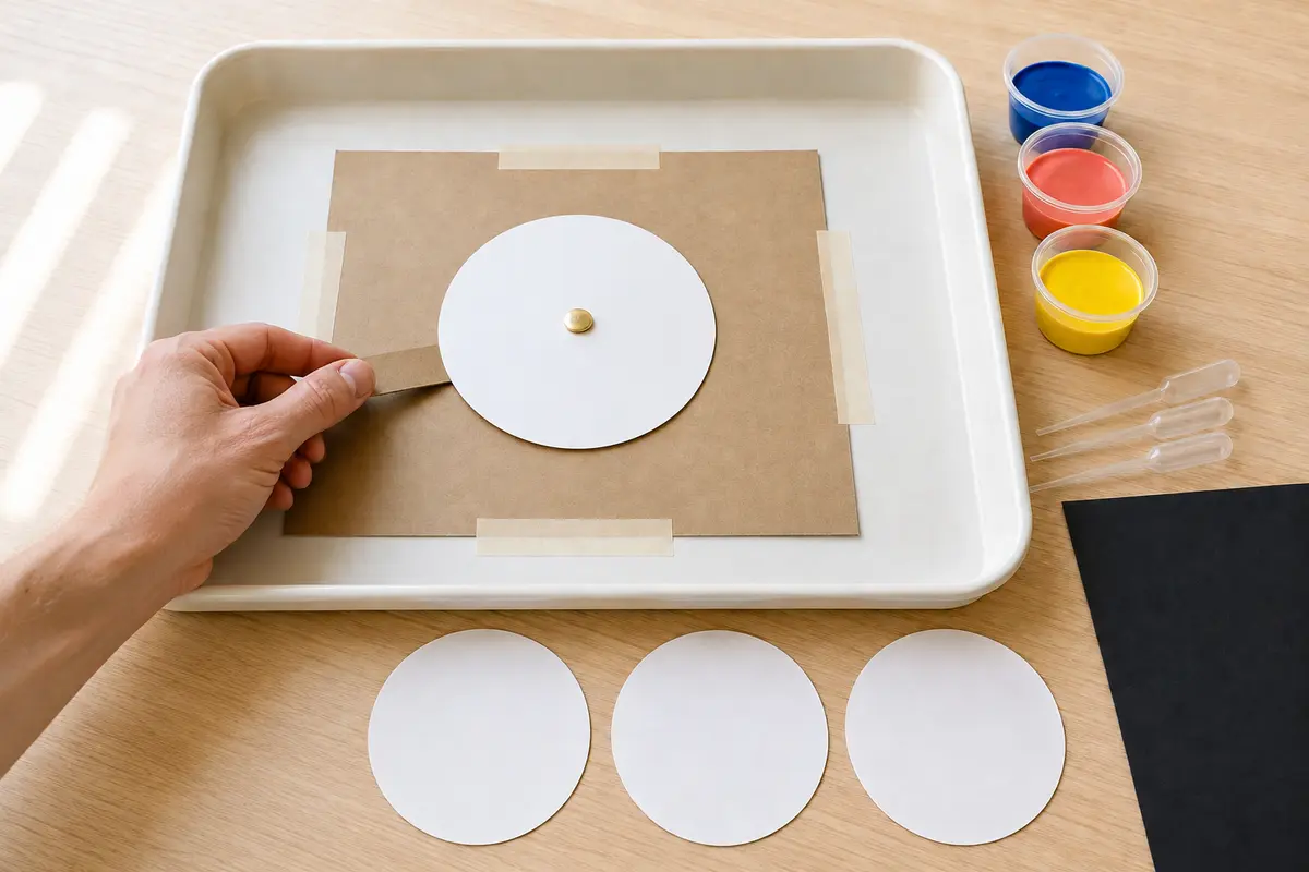 Étape 2 — disque blanc centré sur axe