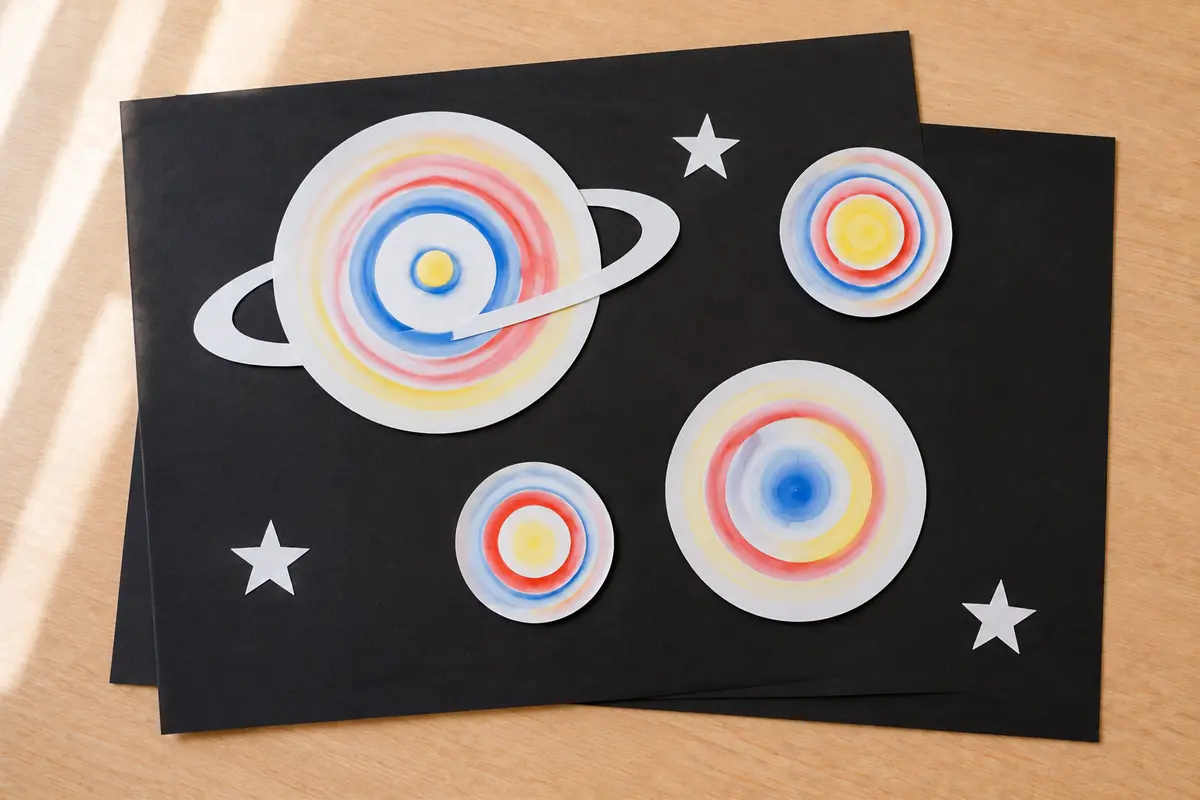Planètes en peinture tournoyante sans machine