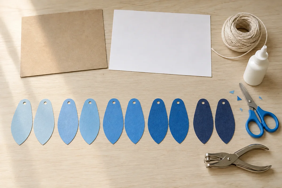 Étape 2 : gouttes intactes et trous éloignés des pointes pendant la fabrication de mobile pluie de printemps.