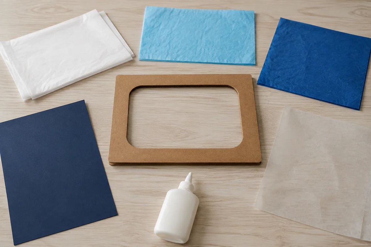 Étape 1 : deux ouvertures exactement superposées pendant la fabrication de vitrail de banquise en papier.