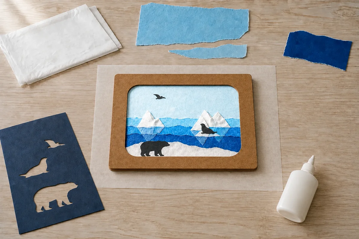 Banquise en vitrail de papier sans plastique