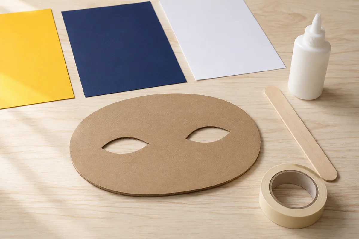 Étape 1 : ouvertures coïncidentes et bords lisses pendant la fabrication de masque réversible jour et nuit.