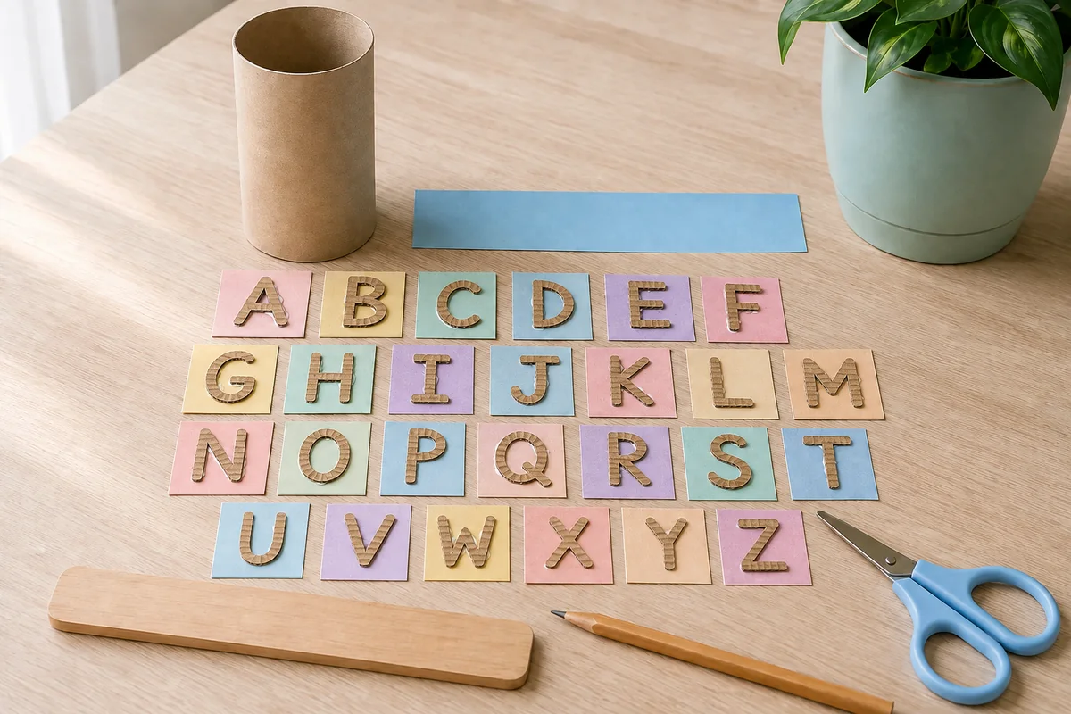 Étape 3 : lettres épaisses mais sans bord coupant, pour « Pot à crayons alphabet en relief, création collective ».
