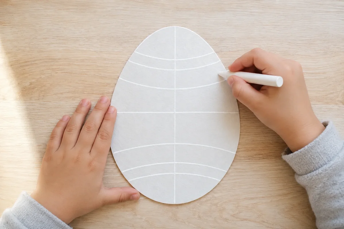 Étape 2 : lignes de cire blanches continues sans trou, pour « Œuf ukrainien en réserve à la cire sur papier ».